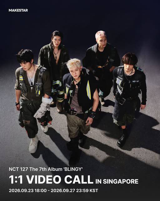 paulPakish's tweet photo. NCT 127 THE 7TH ALBUM ‘BLINGY’ 1:1 VIDEO CALL IN SINGAPORE

📅 17 October 2026
⏰ 5.40PM
🏆 150 winners (30 per member)

Entry Period: 23 September 2026, 6PM - 27 September 2026, 10.59PM SGT

#nct127 
#HappyMidAutumnFestival
#MoonshadowSeriesEP7
#THEMOONALWAYSBESIDEKEY
#Bybit https://t.co/2k6UzEzsaH