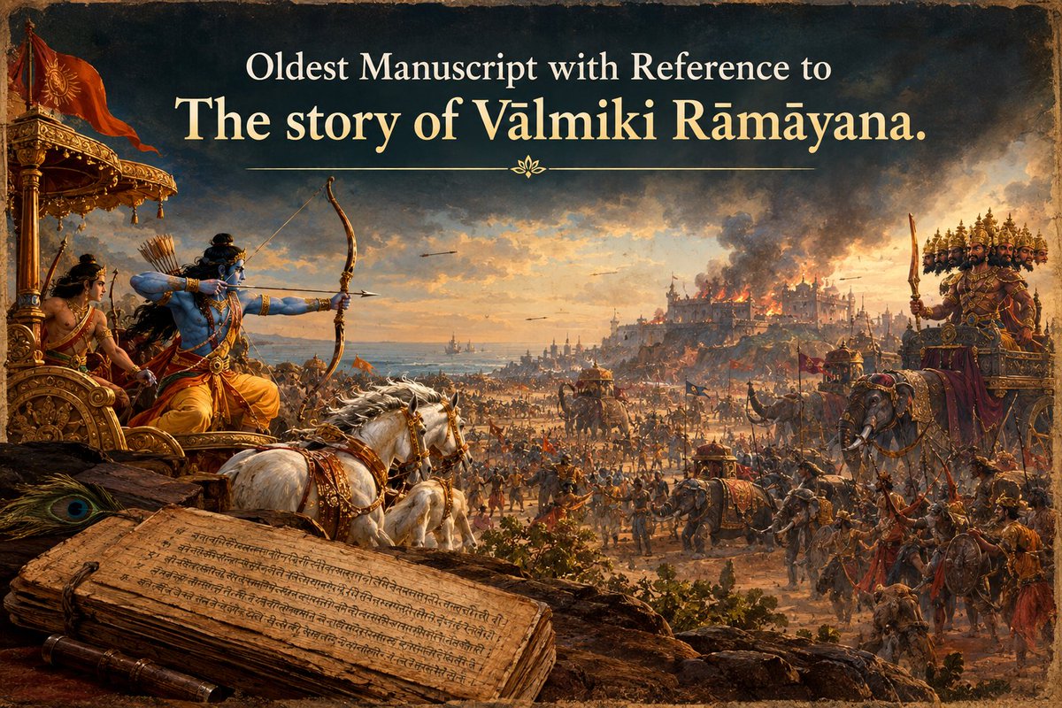 SSundar55252's tweet photo. Oldest Manuscript with Reference to the Ramayan 🔥

The Spitzer Manuscript, discovered in the Kizil Caves, China, is termed as the oldest Sanskrit manuscript. This manuscript is approximately 2,200—2000 years old. Some of its fragments contain a summary of of the Vālmiki Rāmāyan. https://t.co/m3pkSczYOv