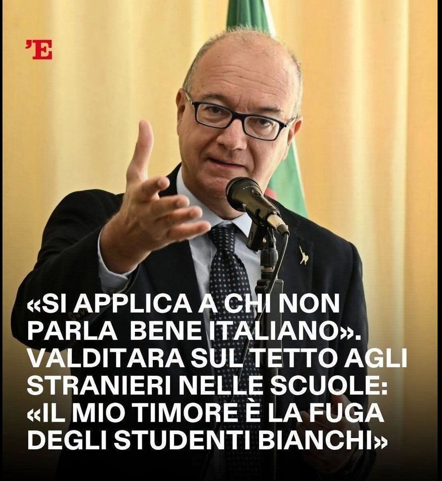 Interacom's tweet photo. Studenti bianchi?? Ma lo ha detto per davvero?? Una cosa del genere non si può sentire!!
Qual è il prossimo passo?? Tornare alla segregazione razziale??
@razzismo @G_Valditara #noalrazzismo #noncisto https://t.co/1PaUBoFgHq