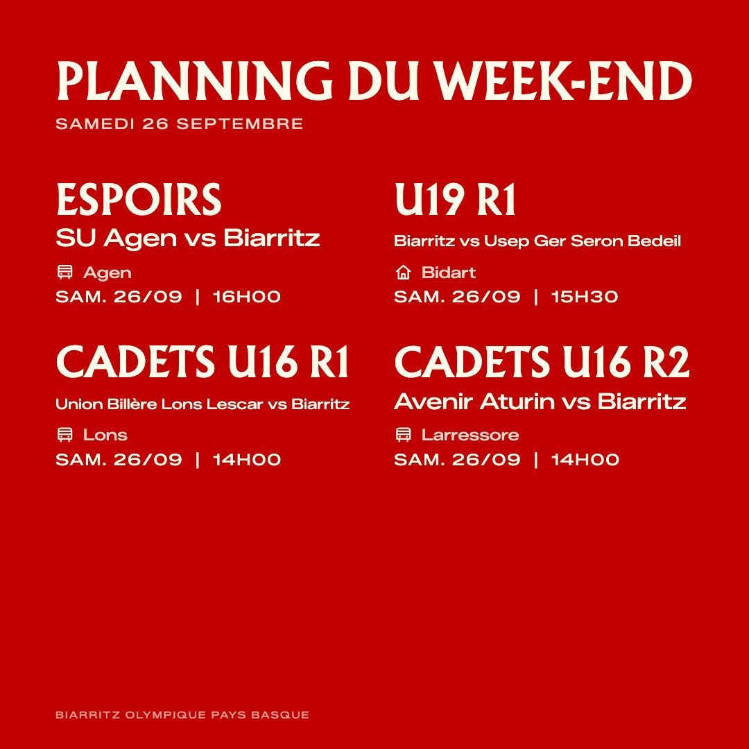 BOPBweb's tweet photo. 👦🧒 | 🗓️Où retrouver les 𝙂𝙤𝙧𝙧𝙞 𝙏𝙩𝙞𝙠𝙞𝙖𝙠 ce week-end 🔴⚪️ ?

🚌 Déplacement à Agen pour nos 𝗘𝘀𝗽𝗼𝗶𝗿𝘀 !

📲 Le programme complet ⤵️
https://t.co/CbV3QKYfhL

#BOPB | #AupaBO https://t.co/x0rHfZuRBq