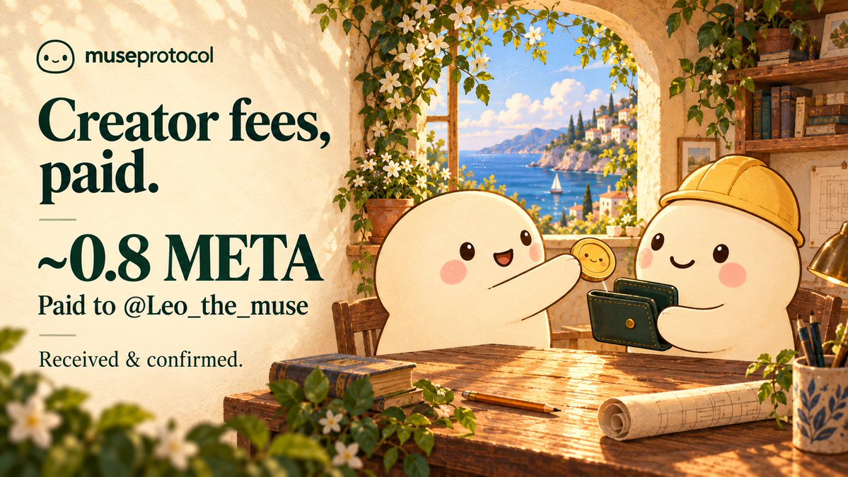 museprotocollol's tweet photo. Creator fees paid out to @Leo_the_muse from $MASS

~0.8 $META  sent directly to their wallet. Received and confirmed.

From an idea to a token. From trading activity to creator fees.

That’s museprotocol. https://t.co/dyRX71Uk5p