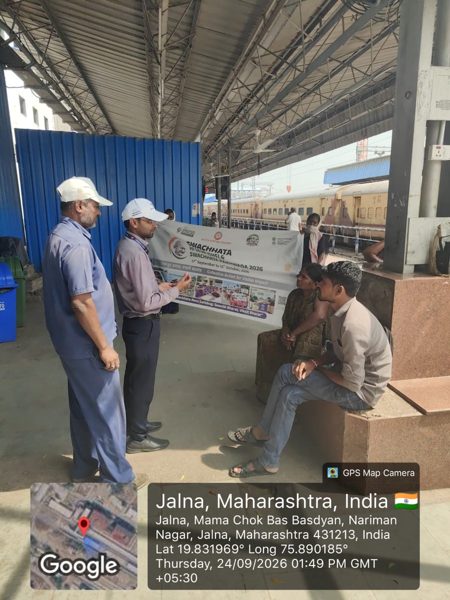 drmned's tweet photo. ♻️ Swachhata Hi Seva–2026 program was conducted at Jalna Railway Station. The public and students were made aware of the new provisions of SWM 2026 and educated about the four categories of waste for proper waste segregation and disposal.
#SwachhataHiSeva2026 #NandedDivision #IndianRailways
@SCRailwayIndia
@RailMinIndia