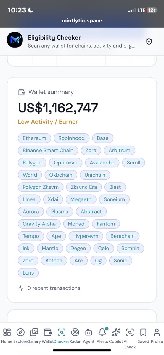 Mintlytic's tweet photo. Most "airdrop & whitelist checkers" ask you to connect your wallet and sign a transaction.
That is how wallets get drained.
Mintlytic has a free eligibility checker that works completely differently:
• 100% read-only: paste any public address or ENS • Zero wallet connection, zero signatures required • Instantly checks your wallet for eligible whitelist spots and free mints • Surfaces official whitelist applications (Premint, Alphabot, etc.) without phishing links • AI risk scoring that flags sketchy contracts before you touch them
Check what whitelists you qualify for safely: https://t.co/0tlq4E3Whc

#Web3‌‌ #Web3Wallet #nft #whitelist #freemint