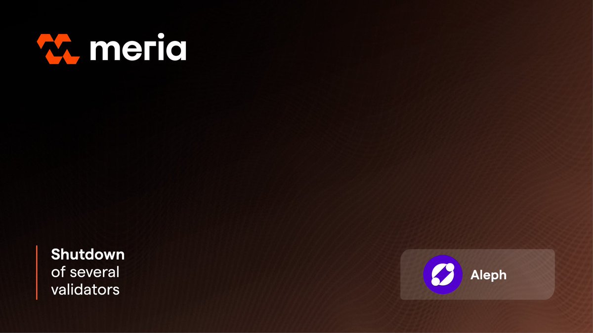 Meria_Finance's tweet photo. We are announcing the offboarding of Aleph from our staking infrastructure on September 30, 2026.

As part of our ongoing effort to maintain the highest quality of service, we regularly assess the networks we support to ensure strategic, technical, and operational alignment.

We thank all stakeholders of these networks for their trust and collaboration. This decision enables us to double down on the ecosystems we believe are essential to the future of staking and decentralized finance.