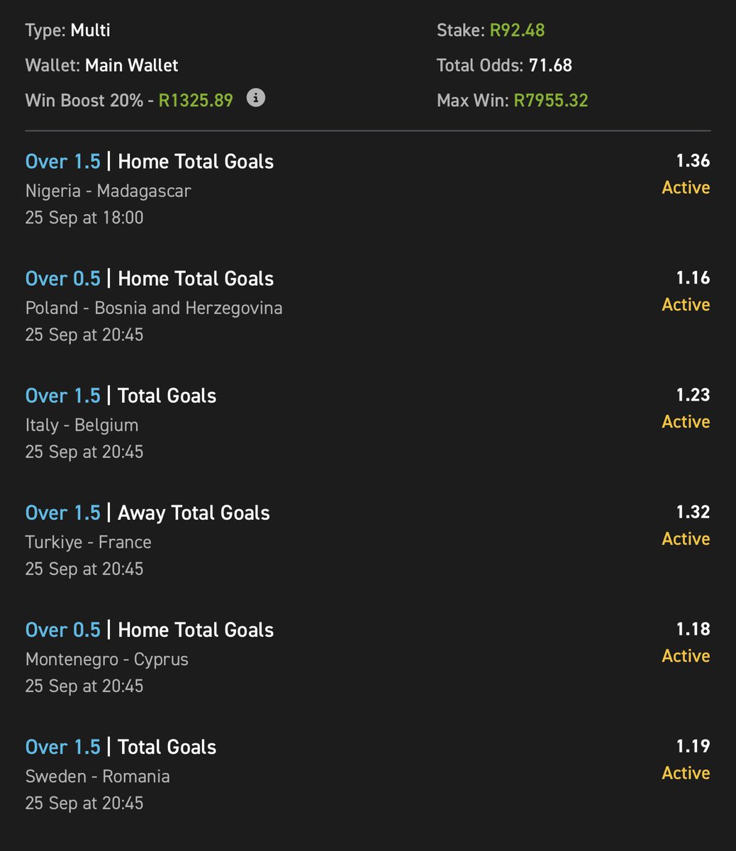 aidenchaggie's tweet photo. ๐ letโs go fam, team totals
๐งพ Easily play on Easybet๐๐ฝ 03-332388
๐ New users: Get R50 Sign Up Bonus + 150% First Deposit Match Bonus, use Promo code CHAGGIE50
๐Get a guaranteed reward every Saturday regardless of the outcome.
18+ T&Cs apply
#YellowNation
#YellowArmy https://t.co/td5Y2YB6qE