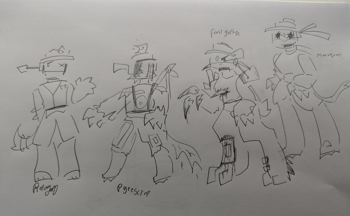 Brand0n_Flow3rs's tweet photo. I drew some depths of manufacturing characters,
Like mannequin, frost gotten, pyrescrap (I think that's how u spell it). And protogaurd
#depthsofmanufacturing
#buildersunited
#pwnedby14 https://t.co/qHWCtBj9wG