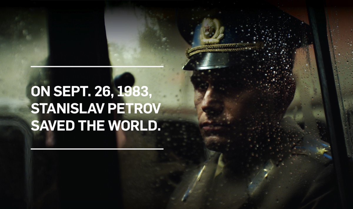UraniumFilmFest's tweet photo. 43 years ago, September 26, 1983, a Russian soldier saved the world from nuclear war: Lieutenant Colonel Stanislav Petrov of the Soviet Air Defense Forces. Three well done and awarded movies tell Petrov’s heroic story: „The Man Who Saved the World“ by Peter Anthony and „The Red Button“ by Miroslaw Grubek and Ewa Pieta, and the short animation "In Our Hands" by Camillo Sancisi. https://t.co/8RjDy2Uasj
