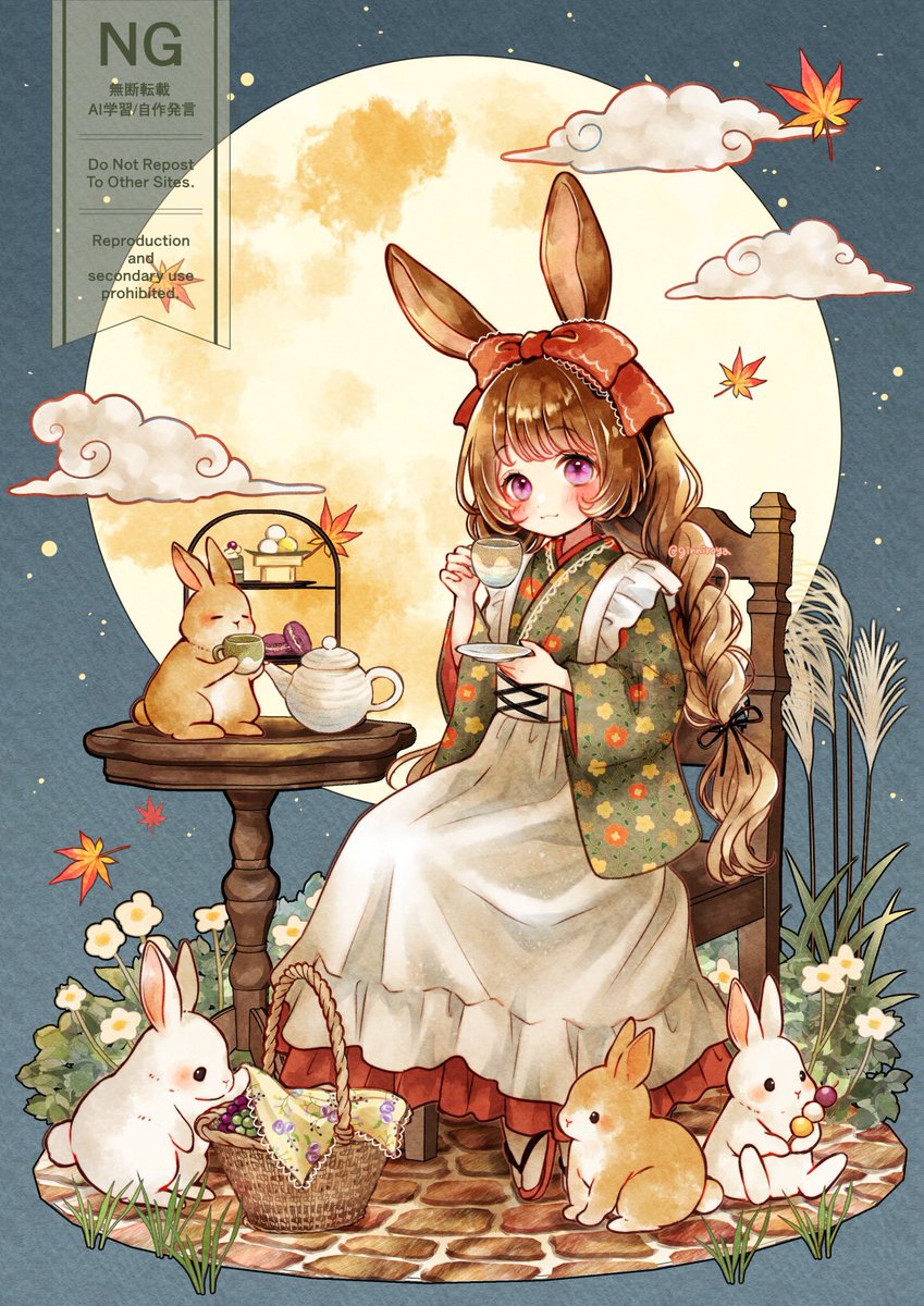 ginniroya's tweet photo. 月夜のお茶会 https://t.co/SVvNd5YVf5