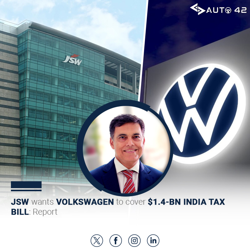 Auto42india's tweet photo. JSW Group reportedly wants Volkswagen to cover a $1.4B India tax liability, potentially affecting their proposed 51:49 joint venture. 🚗💰

#JSWGroup #Volkswagen #AutoIndustry #VolkswagenIndia #TaxDispute #BusinessNews #Auto42 #AutomobileNews https://t.co/Ij58bRiK0r