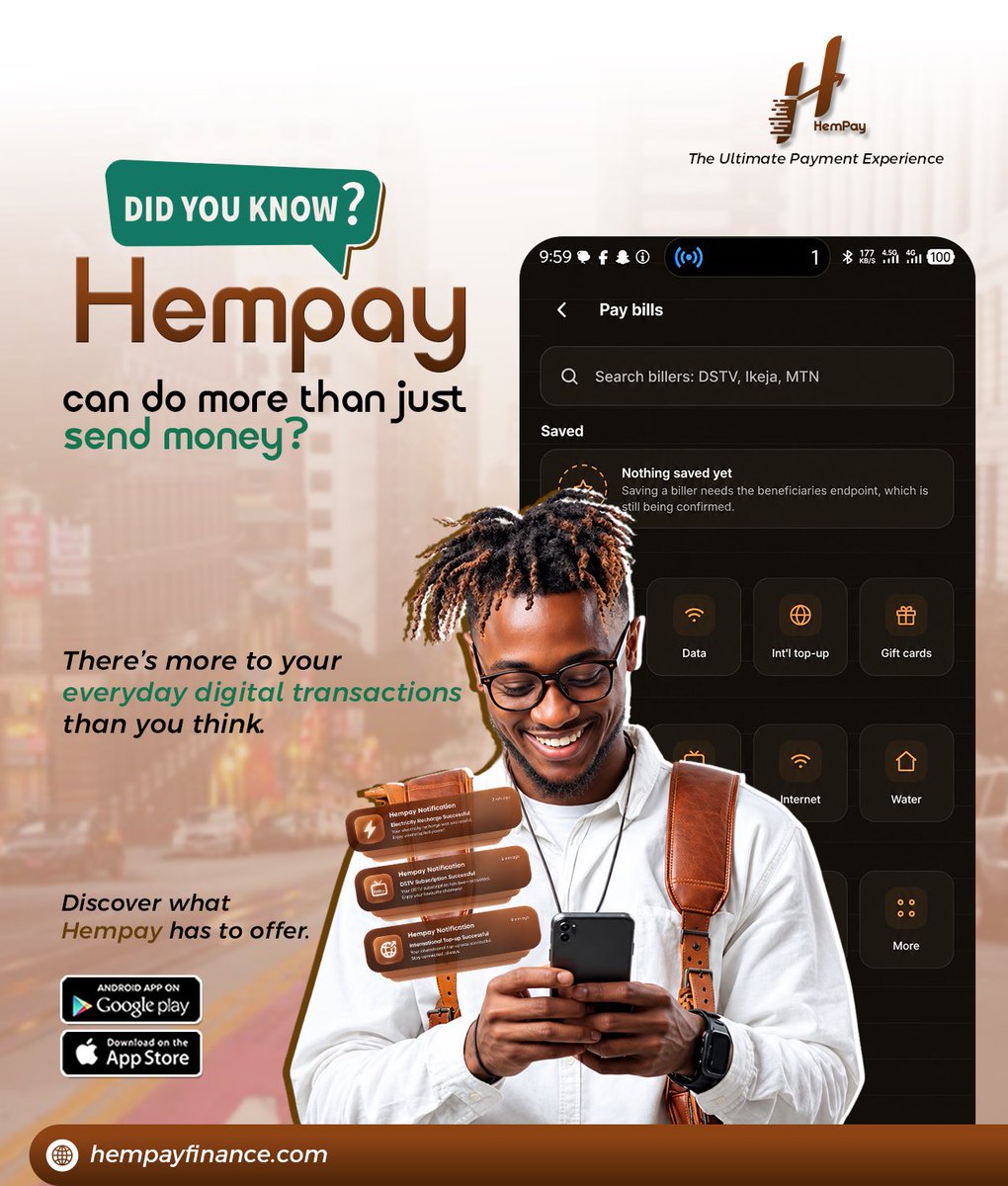 hempayfinance's tweet photo. Hempay, your everyday convenience, reimagined.

If you're at home, at work, or on the move, keep your everyday 
transactions within reach. https://t.co/3rAiKnsUML