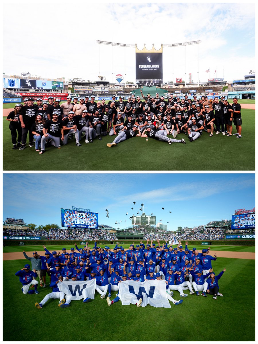 sgilsantiago's tweet photo. Los Medias Blancas y los Cachorros de Chicago aseguraron su participación en la postemporada de @MLB al derrotar a los Reales de Kansas City y a los Marlins de Miami, respectivamente.

Ambos equipos de Chicago llegaron a la postemporada por cuarta vez en su historia después de 1906, 2008 y 2020.