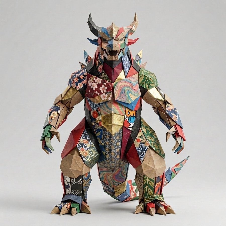 Oscco_drizzy's tweet photo. Some NFT collections start with pixels.

@KaijuFold started with paper.

3,333 unique Kaiju built from real world textures, cardboard, printed materials and carefully collected surfaces from different places around the world.

The interesting part isn’t just the artwork. It’s the system behind it.

Each Kaiju is assembled from independent layers: heads, bodies, eyes, mouths, limbs, armor, accessories and other traits. These elements were digitally cut and prepared to work together, creating thousands of possible combinations while keeping the collection visually coherent.

Paper becomes skin.

Cardboard becomes armor.

Printed patterns become clothing.

Textures become scales, fur, metal, wings and alien surfaces.

The collection also introduces different Kaiju categories, including Monsters, Robots, Aliens and rare Legendaries.

It’s essentially a physical art process translated into a generative digital system.

3,333 creatures.

One strange universe.

One idea: what if an entire world of monsters could be built from paper?

Kaiju Fold is the answer.

I believe my community and I are in love with @KaijuFold