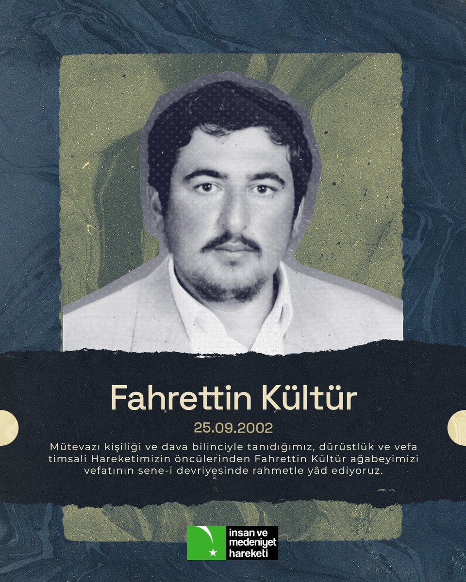 insanmedeniyet's tweet photo. Mütevazı kişiliği ve dava bilinciyle tanıdığımız, dürüstlük ve vefa timsali, Hareketimizin öncülerinden Fahrettin Kültür ağabeyimizi vefatının sene-i devriyesinde rahmetle yâd ediyoruz. https://t.co/mlxBThmu9O