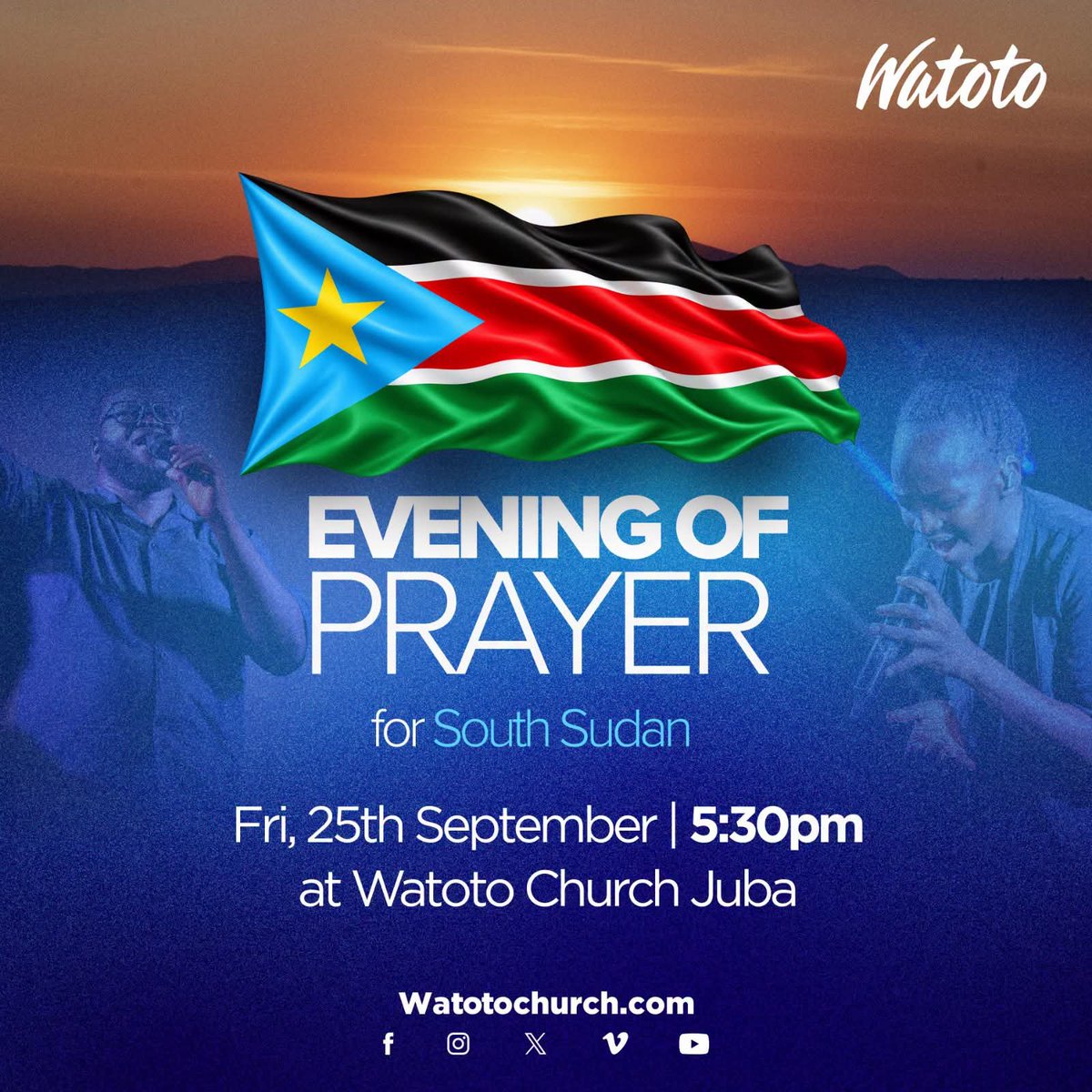 JuliusBintu's tweet photo. Watoto Church Juba has invited the public to an Evening of Prayer for South Sudan today, Friday, September 25, at 5:30 PM. 

The church is located in the Juba Nabari neighborhood. It is situated directly behind (next to) the American Residence. https://t.co/fcNOgdWYnn