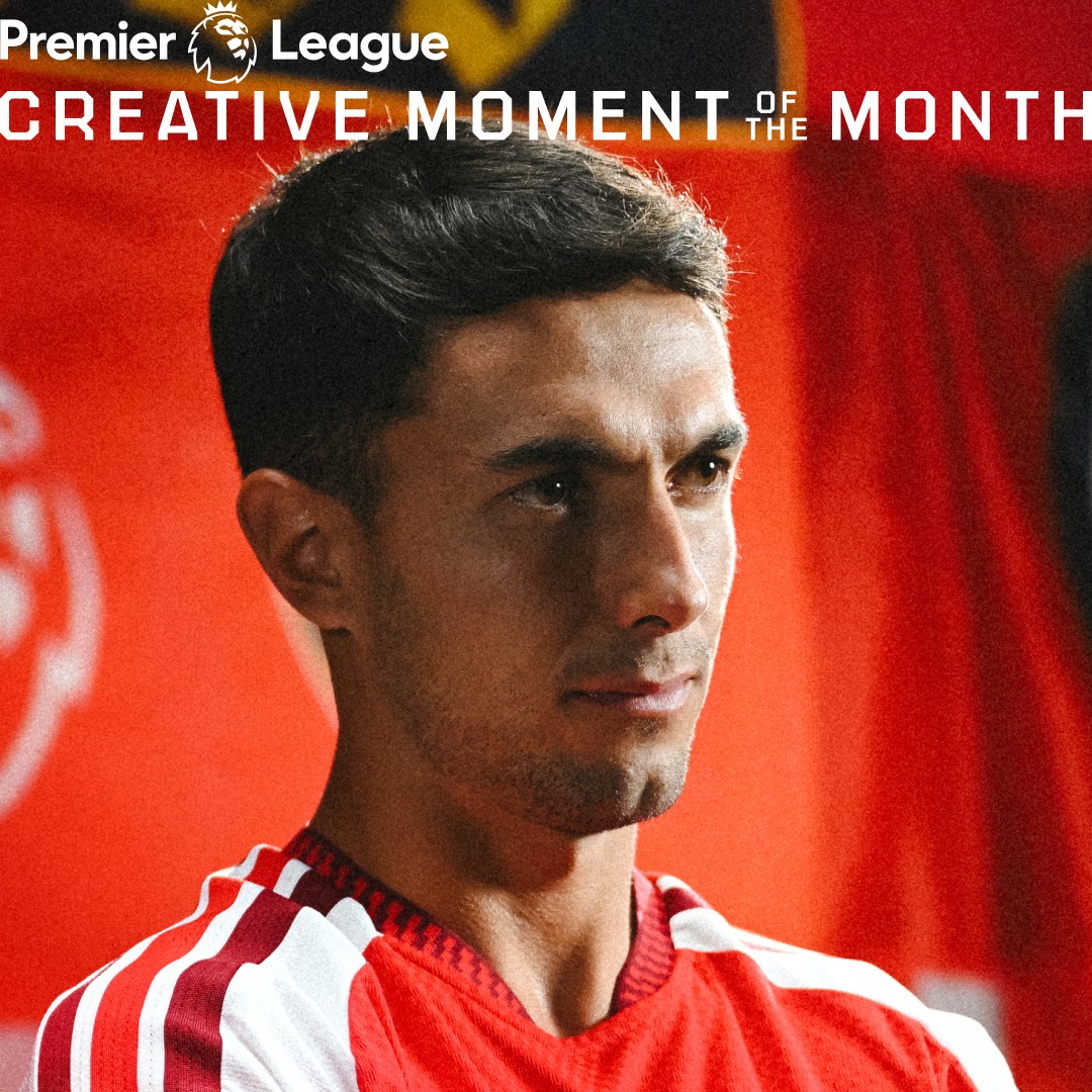 Arsenal's tweet photo. Martin Zubimendi's impressive Cruyff turn against Chelsea is up for Creative Moment of the Month 😎

Get voting, Gooners 🗳️