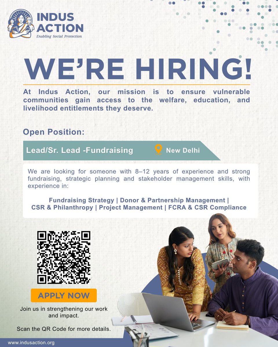IndusAction's tweet photo. We're hiring!

Indus Action is looking for a Lead / Senior Lead – Fundraising to help scale our impact &amp; strengthen our systems.

If you want to use your expertise for social good, apply now by scanning the QR code below.

#Hiring #DevelopmentSector #SocialImpactJobs #IndusAction https://t.co/cKqWtlSx4d