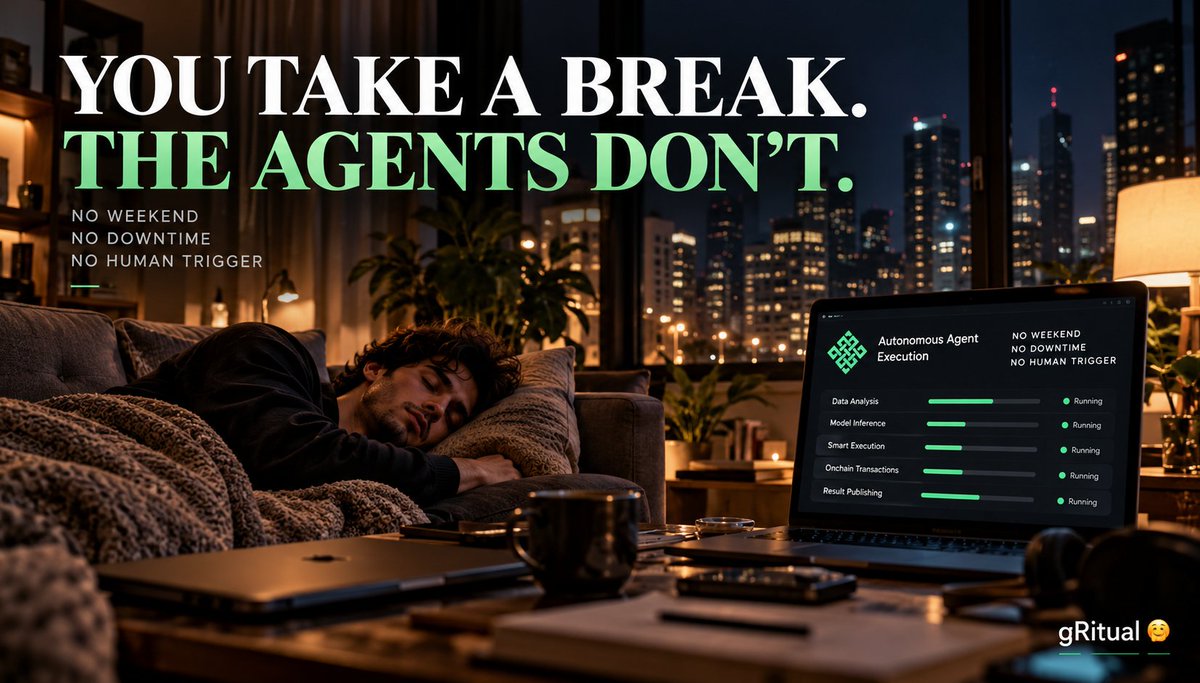Ashishc96927071's tweet photo. The @ritualnet - Happy weekend everyone. ๐ฏ๏ธ
You are taking a break. The agents on @ritualnet are not.
No weekend and No downtime and No human trigger needed.
That's the whole point.
gRitual
@ritualnet
@ritualfnd
#Ritual #gRitual #AIAgents #RitualChain #Web3 https://t.co/OpYtahEA19