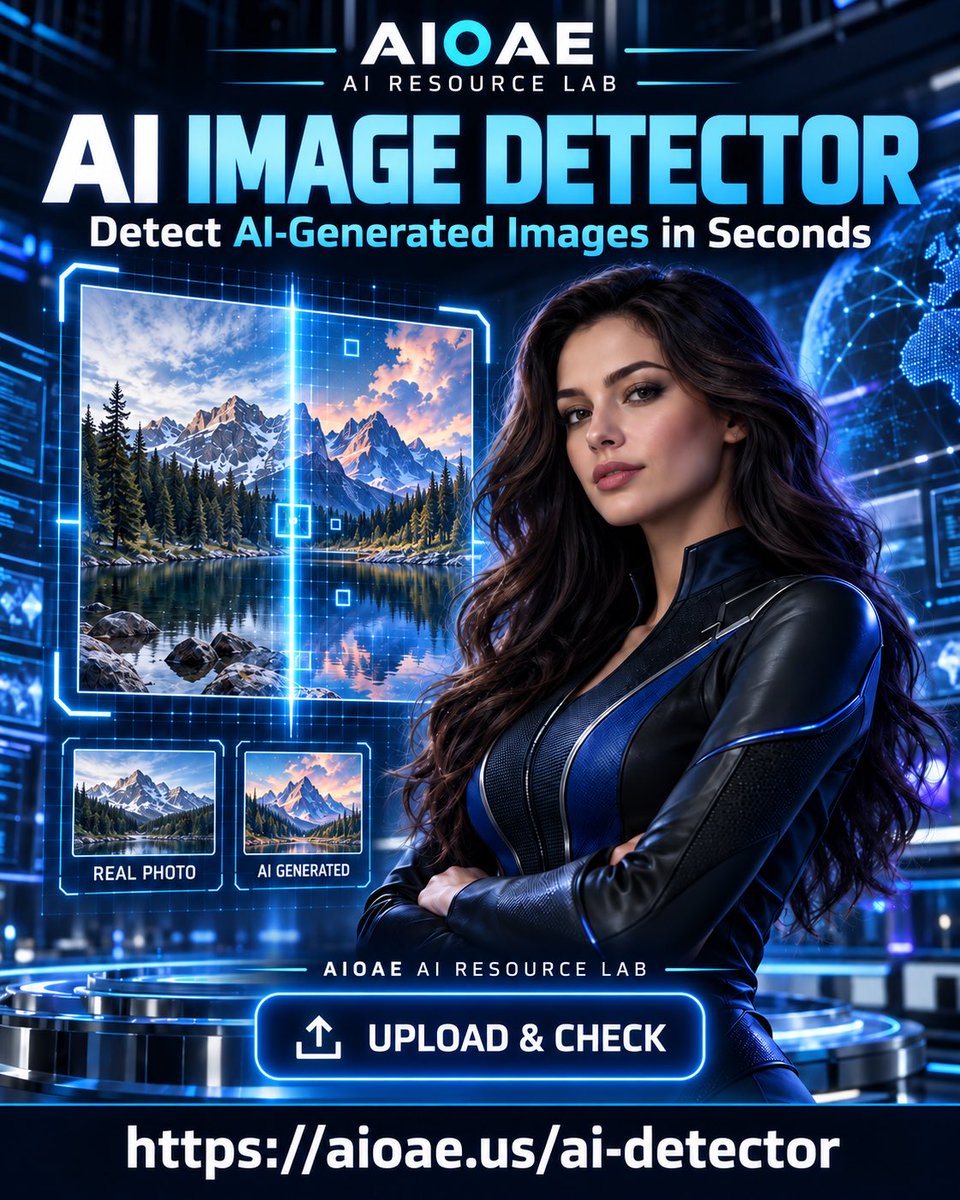 aiacademyus's tweet photo. Can you tell if an image is AI-generated? 🔍

Upload it to the AIOAE AI Image Detector and get a clear probability estimate in seconds. Check the result, then use it alongside the image’s source and context to make a better judgment.

Try it free: https://t.co/M9lV6HfEdT

AIOAE AI Resource Lab · All-in-One AI Engine #ai #ChatGPT #AISafety