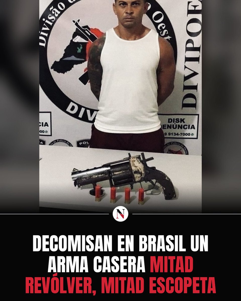 NotivistaMX's tweet photo. Así era el "trinta e doze", un arma casera mitad revólver, mitad escopeta, que la policía de Brasil aseguró en Mossoró. Tenía capacidad para cuatro cartuchos calibre 12. Las fotos, de 2018, vuelven a hacerse virales.

#Brasil #Viral #FYP https://t.co/oRfUvy73EK