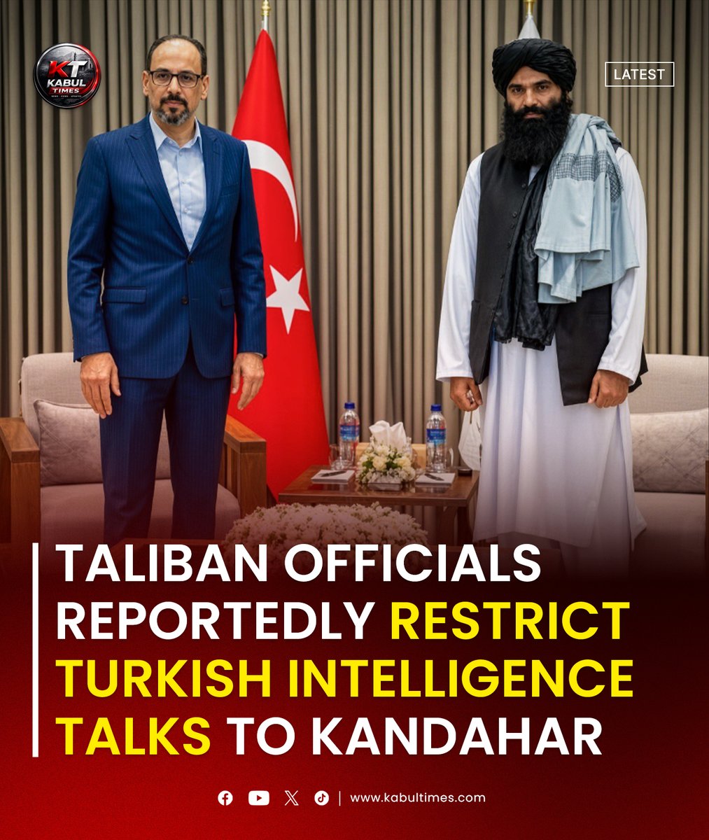 kabultimes01's tweet photo. A source in Kandahar claims Taliban officials told Türkiye’s intelligence chief that sensitive issues could only be discussed in Kandahar, suggesting limits on Kabul’s authority over key matters. https://t.co/emdWffi1sX
