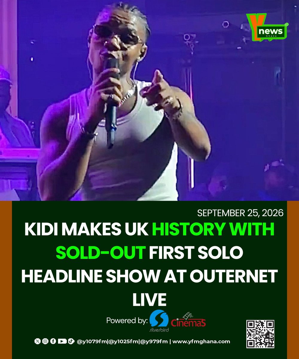 Y1079FM's tweet photo. Ghanaian singer @kidimusic has achieved a major career milestone after staging his first-ever solo headline show in the United Kingdom, performing to a sold-out crowd at the 2,000-capacity Outernet Live in London.

🎥: @FulLCircLAfrica 

#YNews https://t.co/Fr3PuTzBhU