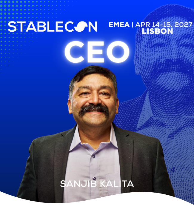 thestablecon's tweet photo. We’re excited to announce that Sanjib Kalita is the new CEO of Stablecon! 🎉

Sanjib joined us as President earlier this year and played a key role in delivering Stablecon US in Washington, DC.

Now he’ll lead the team as we build on the US show and look ahead to Stablecon EMEA in Lisbon next April, alongside our growing calendar of events around the world.

Please join us in congratulating Sanjib! 👏