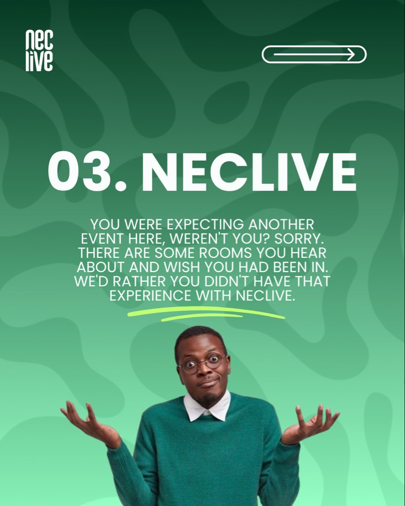 necliv's tweet photo. We tried to give you a proper list of events to attend in 2026.
But then we remembered one event that keeps making its way onto every list. 😂

So yes, we said it once.

Then twice.

Then again.

At this point, you should get the message. 👀

NECLive is calling. Pick up.

#NECLive13 #NECLive #NigerianEntertainment #CreativeIndustry
