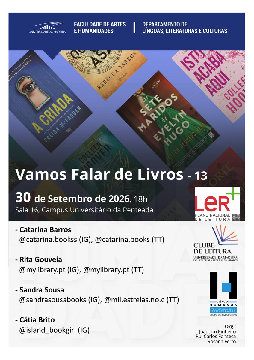 U_Madeira's tweet photo. Vamos Falar de Livros - 13, organizado pela @fah_UnivMad  e dinamizada por bookfluencers
📅 30 de setembro
🕕 18:00
📍 Universidade da Madeira (Campus da Penteada, Sala 16) https://t.co/XwHe5KPWFe