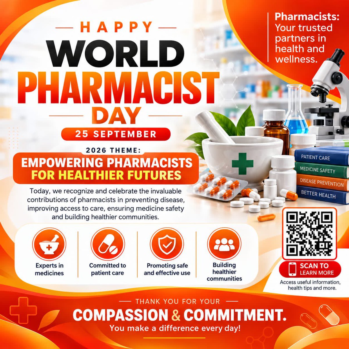 Morisonindustr1's tweet photo. Today, we celebrate pharmacists and their contribution to medicine safety, patient care and healthier communities.

Happy World Pharmacist Day 2026! 💊

#WorldPharmacistDay #Pharmacists #PharmacyNigeria #MorisonIndustries #HealthcareNigeria https://t.co/ohn29R2gF7