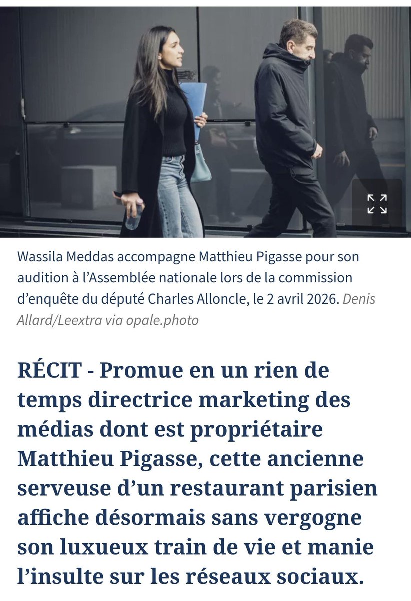 CharlyToc66's tweet photo. Il y a 3 ans, Wassila était serveuse à l’hôtel-restaurant Marigny où elle fait la connaissance d’un certain Mathieu Pigasse
Aujourd’hui, elle est directrice des marques Les Inrocks, Radio Nova, Rock en Seine…comme quoi..baiser utile peut être efficace pour certains !! 🤮🤮🤮🤮 https://t.co/Ah4D6M8UDF