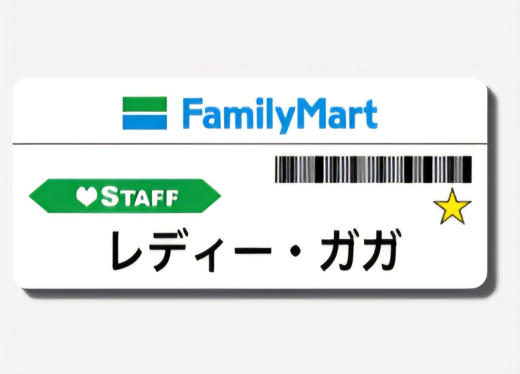 RDTLadyGaga's tweet photo. Curiosidade: antes de soltar o anúncio da parceria com Lady Gaga, o perfil da FamilyMart deu um spoiler ao publicar uma série de crachás de funcionários, incluindo o da Mother. 🖤 https://t.co/UZlLjSDKAy