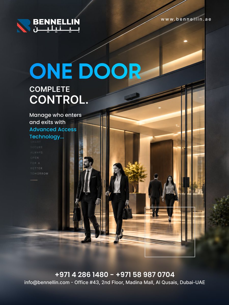 bennellin_'s tweet photo. ONE DOOR. COMPLETE CONTROL. 

Take control of who enters and exits your premises with advanced access technology from Bennellin.

https://t.co/QcARmmLskp

: +971 58 98 707 04
: https://t.co/PpNj4NDyuX
 Dubai – UAE

#Bennellin #AccessControl #Automatic https://t.co/rwjK0edHxR