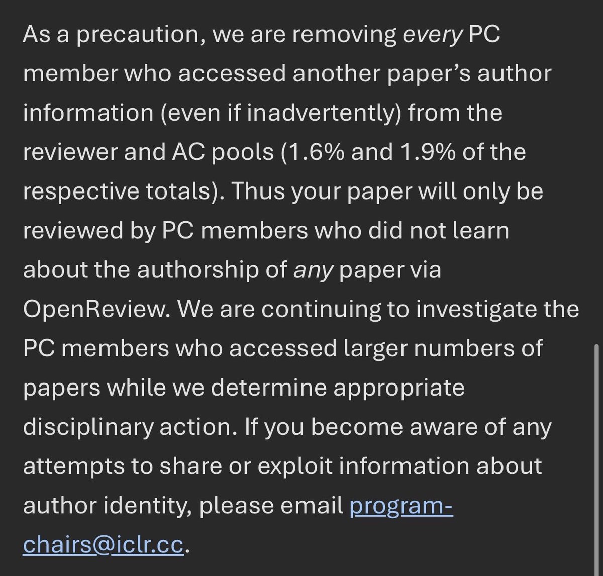 CSProfKGD's tweet photo. #ICLR2027 leak statement https://t.co/869EAbxXmq