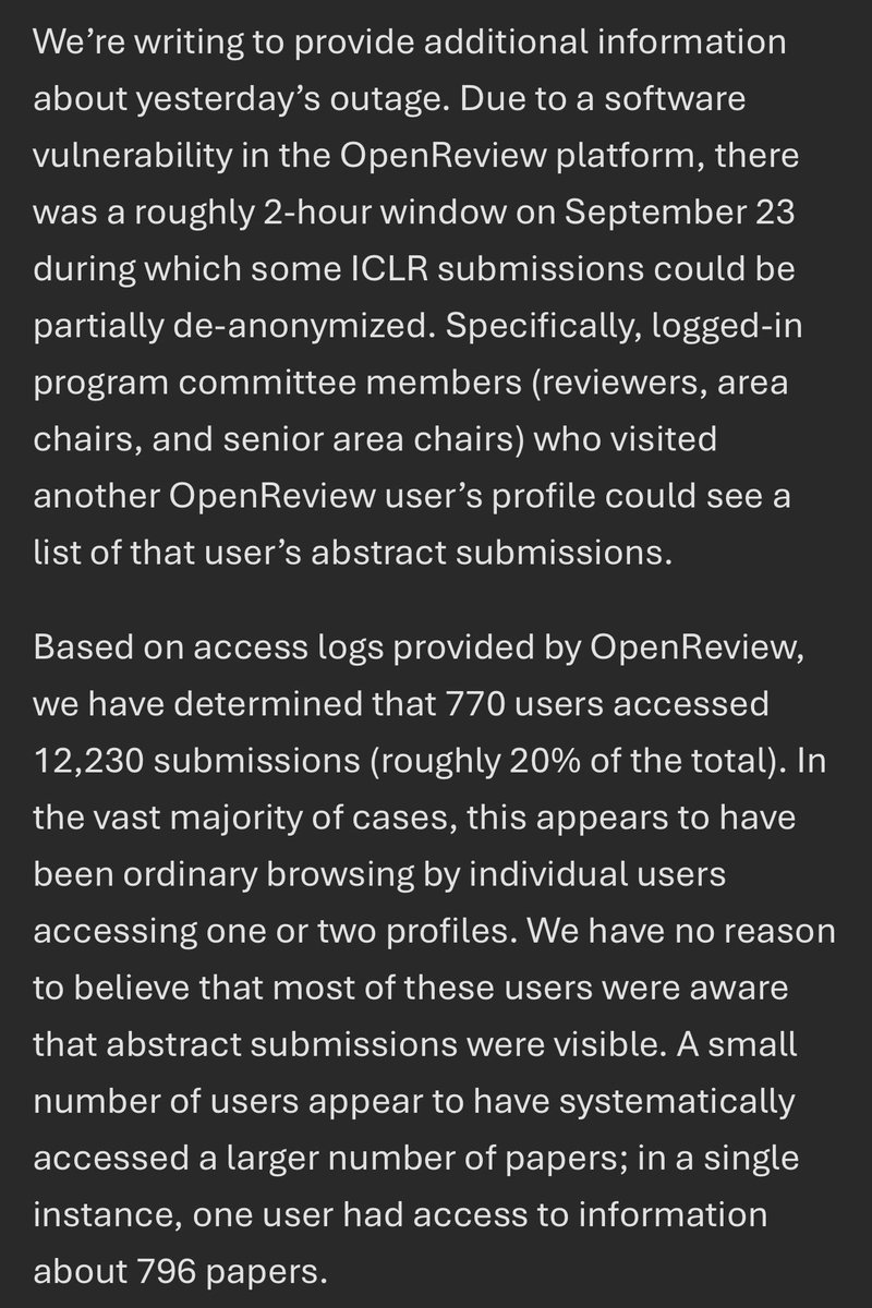 CSProfKGD's tweet photo. #ICLR2027 leak statement https://t.co/869EAbxXmq