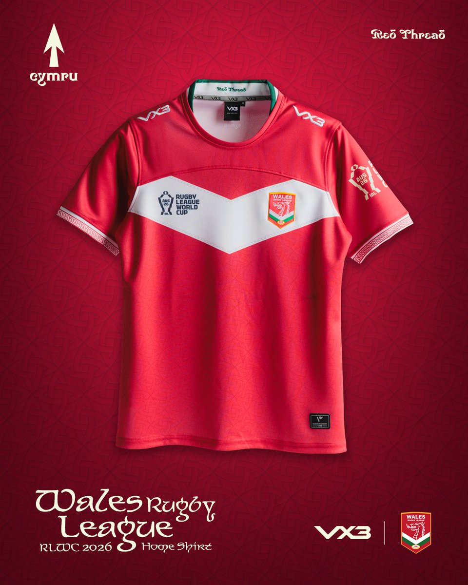 VX3apparel's tweet photo. Ready for the biggest stage of all.

Introducing the @WalesRugbyL  2026 World Cup Shirt, primed to do battle Down Under as Wales take on the world’s best at the @rugbyleaguewcup in Australia.
- - -
Shop now: https://t.co/OxxMJJZP9R
- - -
#VX3 | #WalesRugbyLeague | #RLWC2026 | #EquippedToConquer