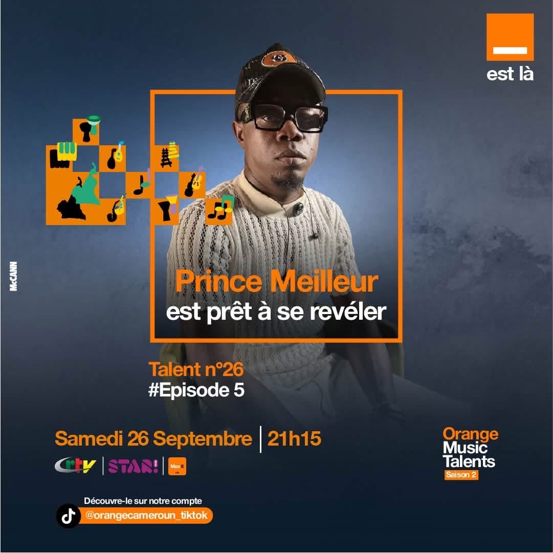 Orange_Cameroun's tweet photo. L’Épisode 5 arrive, et la pression monte d’un cran ! 🔥🎶

Isbal, Grace, Prince Meilleur et Beigings sont prêts à tout donner pour décrocher la validation du jury ! 🇨🇲

📺 Rendez-vous samedi 26 sept. dès 21h15 sur CRTV, Starnews &amp; Max It.

#OrangeMusicTalents #OMTsaison2 https://t.co/hOe2shwOSA