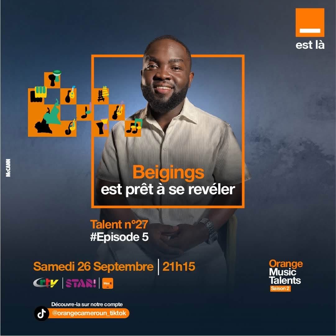 Orange_Cameroun's tweet photo. L’Épisode 5 arrive, et la pression monte d’un cran ! 🔥🎶

Isbal, Grace, Prince Meilleur et Beigings sont prêts à tout donner pour décrocher la validation du jury ! 🇨🇲

📺 Rendez-vous samedi 26 sept. dès 21h15 sur CRTV, Starnews &amp; Max It.

#OrangeMusicTalents #OMTsaison2 https://t.co/hOe2shwOSA
