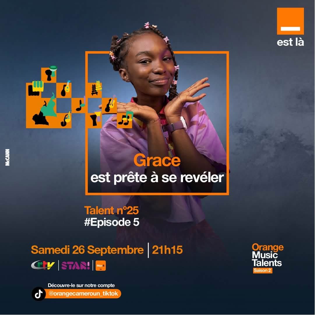 Orange_Cameroun's tweet photo. L’Épisode 5 arrive, et la pression monte d’un cran ! 🔥🎶

Isbal, Grace, Prince Meilleur et Beigings sont prêts à tout donner pour décrocher la validation du jury ! 🇨🇲

📺 Rendez-vous samedi 26 sept. dès 21h15 sur CRTV, Starnews &amp; Max It.

#OrangeMusicTalents #OMTsaison2 https://t.co/hOe2shwOSA