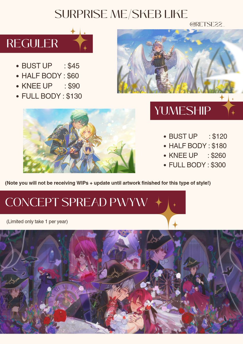 Retse22_'s tweet photo. New Commission type added for SKEB/SUPRISED ME! 
Need some funds for hospital visit 🙏🏻

For that type of comms the Background depend on the mood I set for the piece 🤸🏻‍♀️✨

Check my VGen link on profile or below!
DM me if interest or see my acc for example!

RT &amp; ♡ are appreciated https://t.co/Zsng5PRsT5