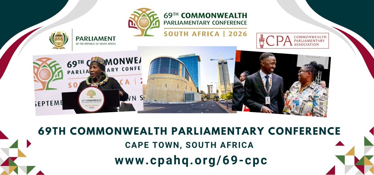 CPA_Secretariat's tweet photo. Catch-up on 69th #Commonwealth Parliamentary Conference #69CPC hosted by @ParliamentofRSA South Africa 🇿🇦 & @CPA_Secretariat last week
Read Conference Statement, thematic workshops, CPA's networks & partner events plus news, images & video
Visit https://t.co/150JP5Emgi https://t.co/UpCXzKOtOv