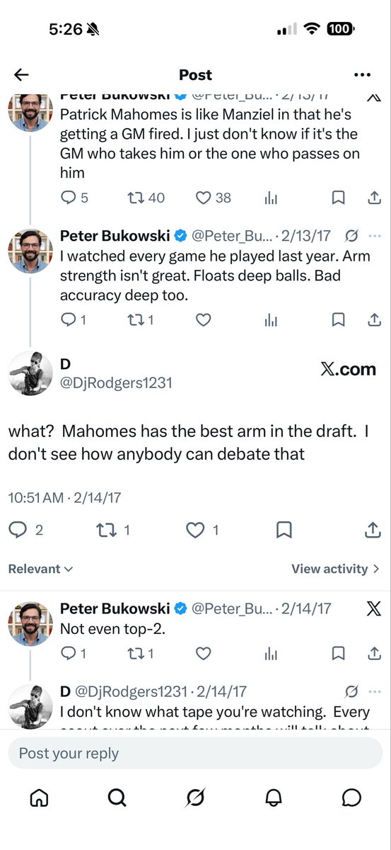 DjRodgers1231's tweet photo. @lorenzosorice He’s truly an idiot. He’s always wrong and arrogant. When Mahomes was coming out he said his arm wasn’t special. LOL. He also doesn’t know basketball. He kept trying to argue Porzingis was clearly better than Jokic when they were wrong players. Both of these aged so well https://t.co/92VFvF3QFO