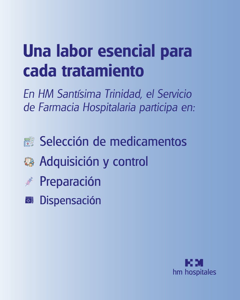 HMStaTrinidad's tweet photo. Detrás de cada medicamento hay un trabajo esencial para garantizar tratamientos seguros y adecuados.

En HM Santísima Trinidad, Farmacia Hospitalaria participa en su selección, preparación, control y dispensación.

#DíaMundialDelFarmacéutico #HMHospitales https://t.co/i0l44M9CjP