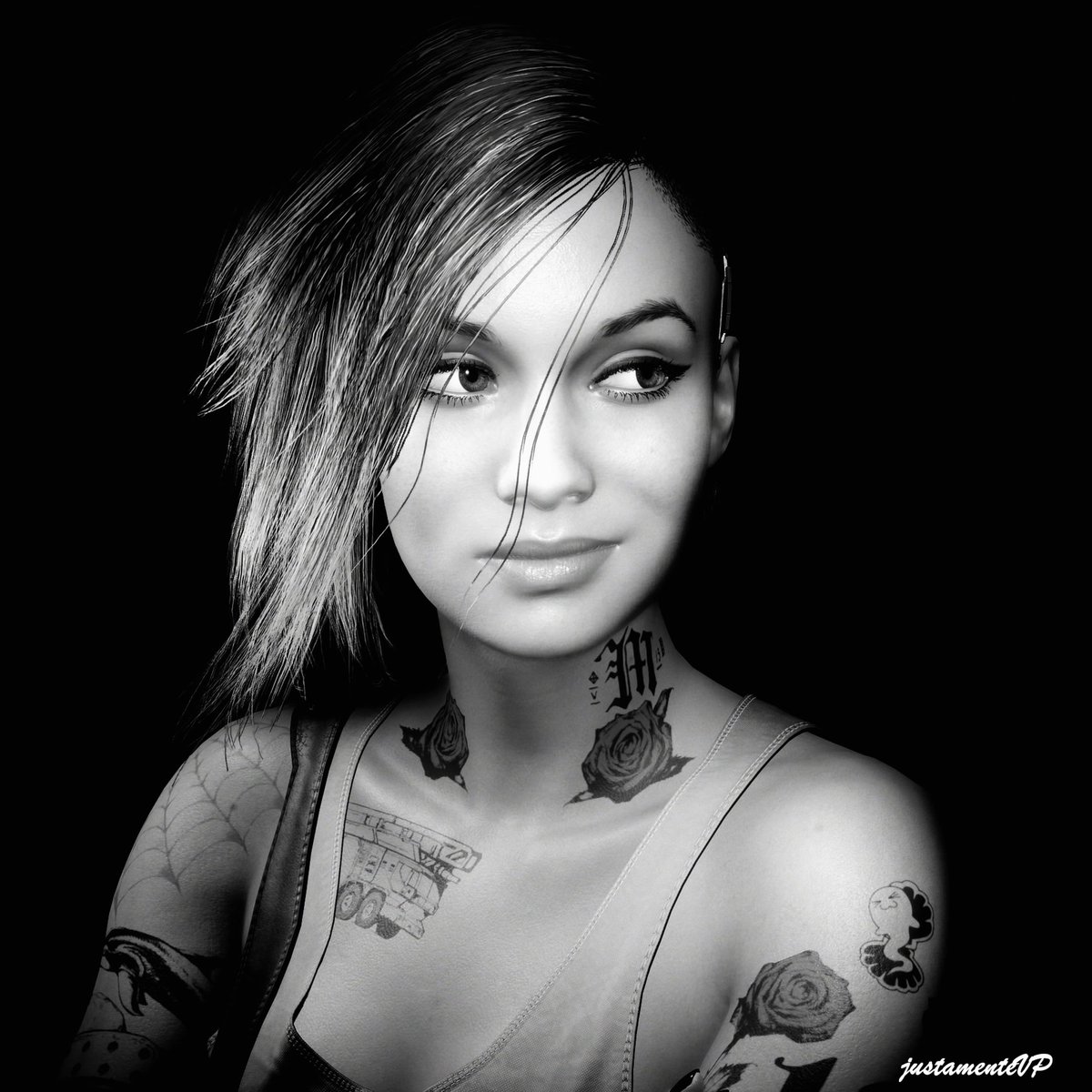 JustamenteVP's tweet photo. Judy Alvarez | B&amp;W Portrait Photography #Cyberpunk2077 #VirtualPhotography #ThePhotomode #VPPortraits https://t.co/hhtitaaoFP