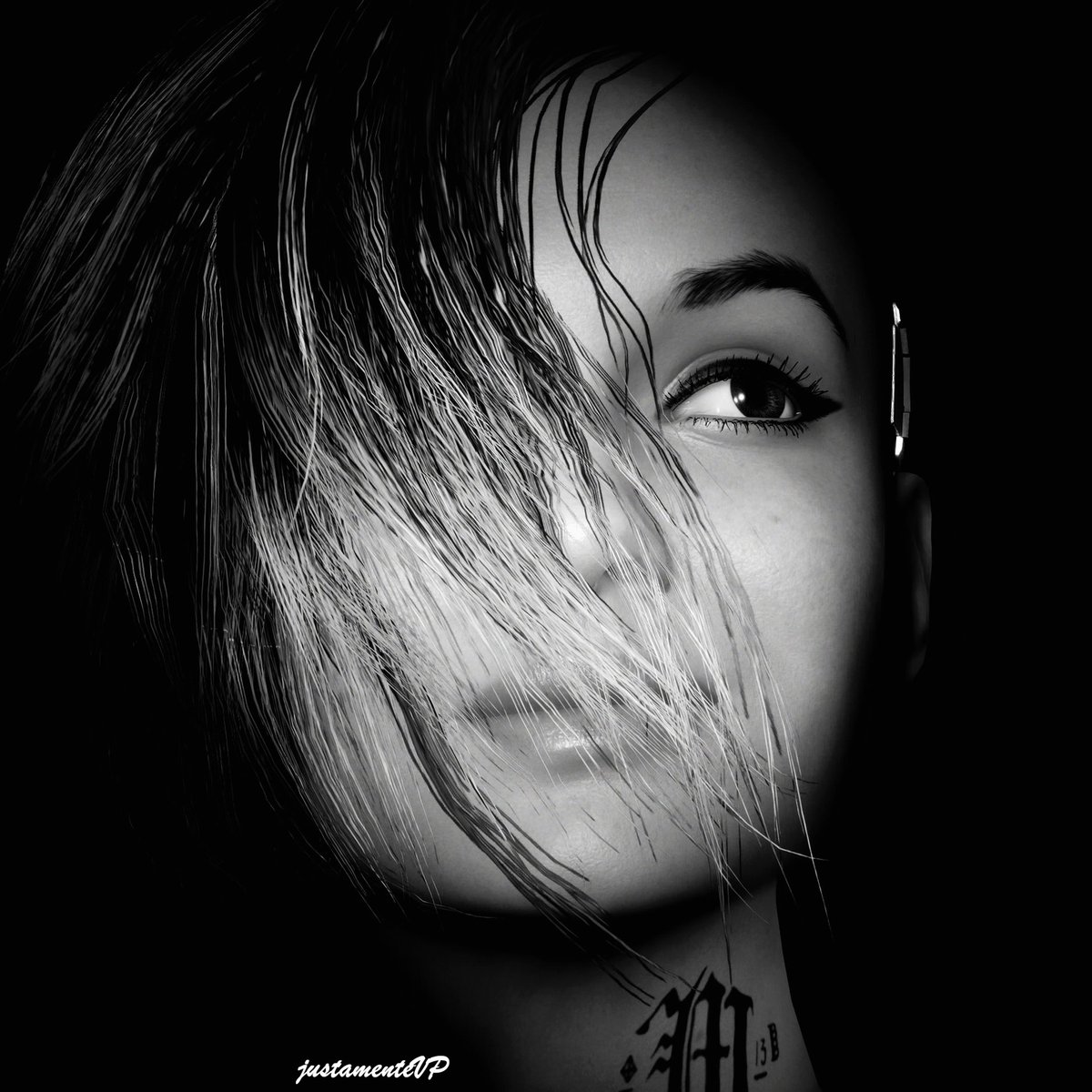 JustamenteVP's tweet photo. Judy Alvarez | B&amp;W Portrait Photography #Cyberpunk2077 #VirtualPhotography #ThePhotomode #VPPortraits https://t.co/hhtitaaoFP