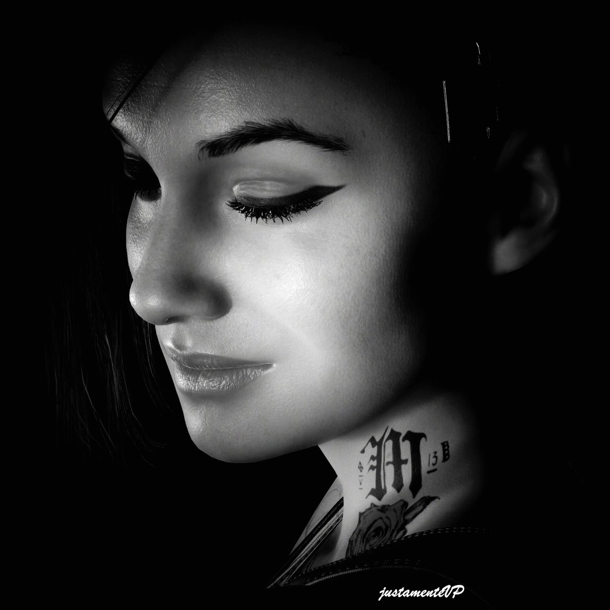JustamenteVP's tweet photo. Judy Alvarez | B&amp;W Portrait Photography #Cyberpunk2077 #VirtualPhotography #ThePhotomode #VPPortraits https://t.co/hhtitaaoFP
