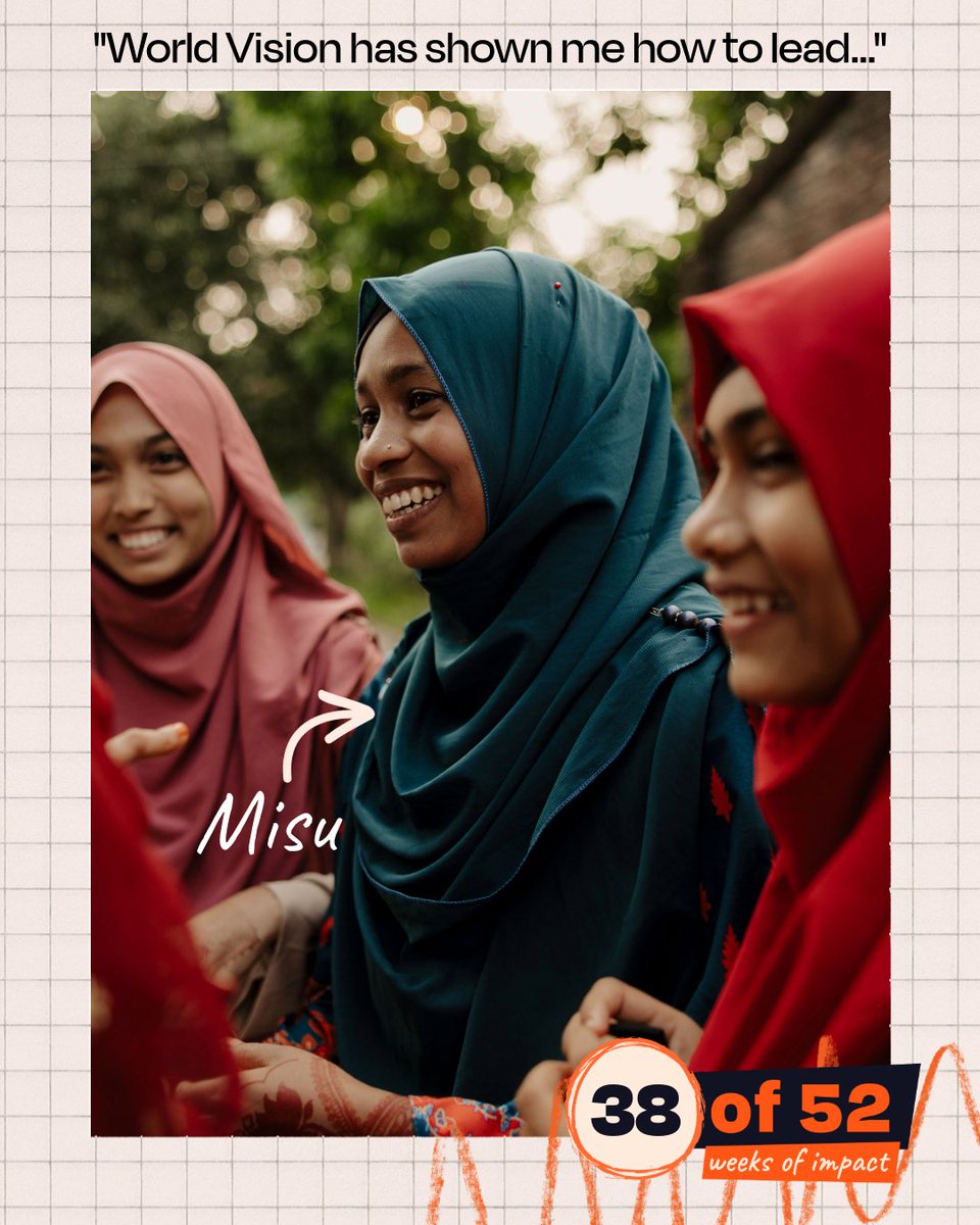 WorldVisionUK's tweet photo. “Previously, I lacked the confidence to speak in public. Now, I can lead from the front.” 💬  
Through a World Vision-supported programme, Misu, 17, learned her rights, resisted child marriage and now helps other girls find their voice. 🧡  
#52WeeksOfImpact #GirlsEmpowerment https://t.co/ZcXypbCnNA