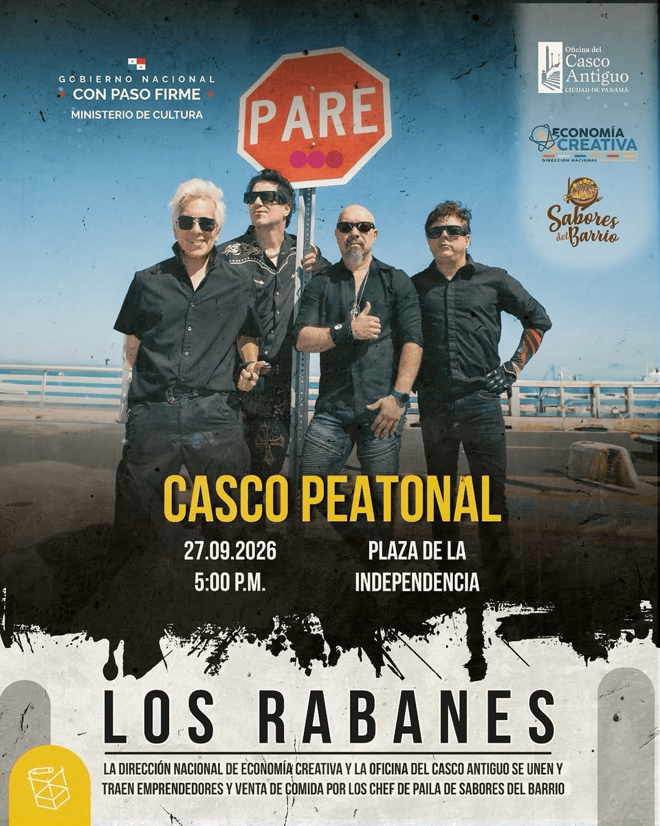 PuntoBohemio's tweet photo. ¡Feliz día Panamá!
@MiCulturaPma presenta a "Los Rabanes" en concierto, como parte de la feria "Casco Peatonal" con emprendimientos y gastronomía "Sabores del Barrio".

Domingo 21 Plaza de la Independencia. Gratis para toda la familia a las 5PM.

#ArteCultura #Panamá #música https://t.co/gbxYRIyWyP
