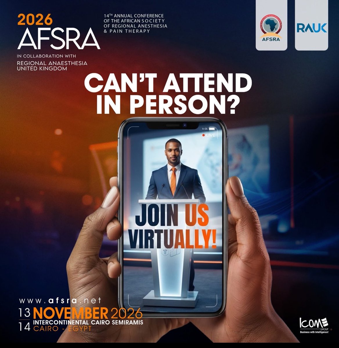 AFSRA10's tweet photo. FREE SCAN. LIVE DEMO. HANDS-ON LEARNING.
Seats Are Limited — Don’t Miss Out! Register NOW👇

Abstract Submission Link: https://t.co/lHGL5G1hXr
Physical Registration: https://t.co/iMpVCJejSv
Virtual Registration: https://t.co/jKhRk4ar1q
Pre-Congress Fluoroscopy-Guided Pain Workshop: https://t.co/MAF0escm9X
Website: https://t.co/NACgwA0oNE
📅13-14 Nov 2026
👉 InterContinental Semiramis Cairo, Egypt