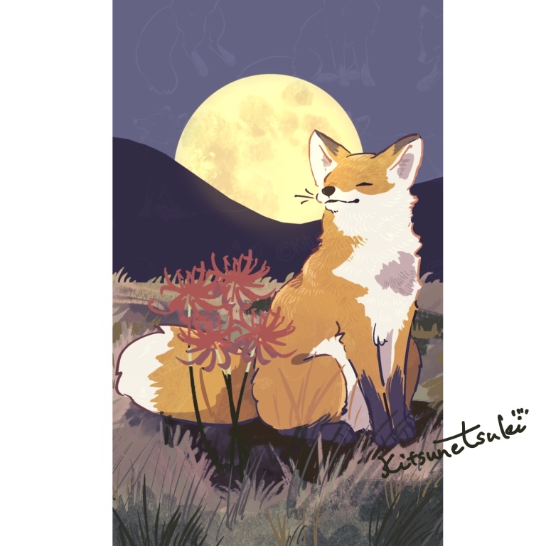 Kitsune_Hyoka's tweet photo. 中秋の名月🌕（過去絵） https://t.co/aVeVjis13G