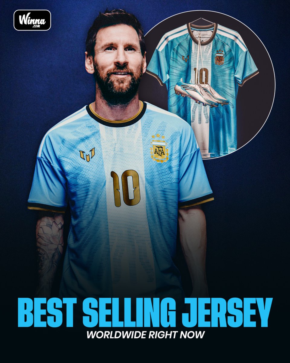 WinnaFC's tweet photo. 🚨| Lionel Messi’s farewell kit is currently the best-selling kit in the world, with over 1 million units sold within the first day of release. 🐐🇦🇷 https://t.co/4mo4z3QzQ9